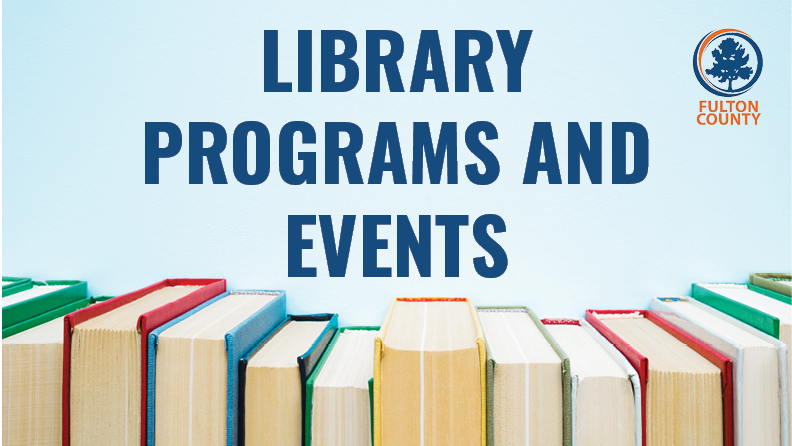 Library program and events graphic of books