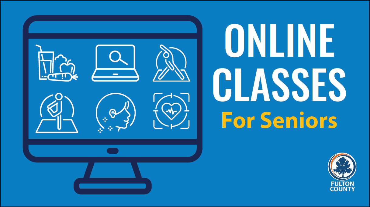 online classes graphic of monitor with icons of classes offered