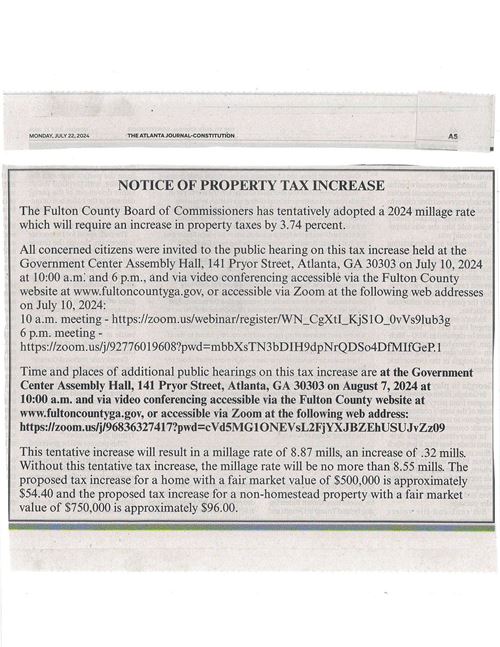 Notice of Property Tax Increase - AJC